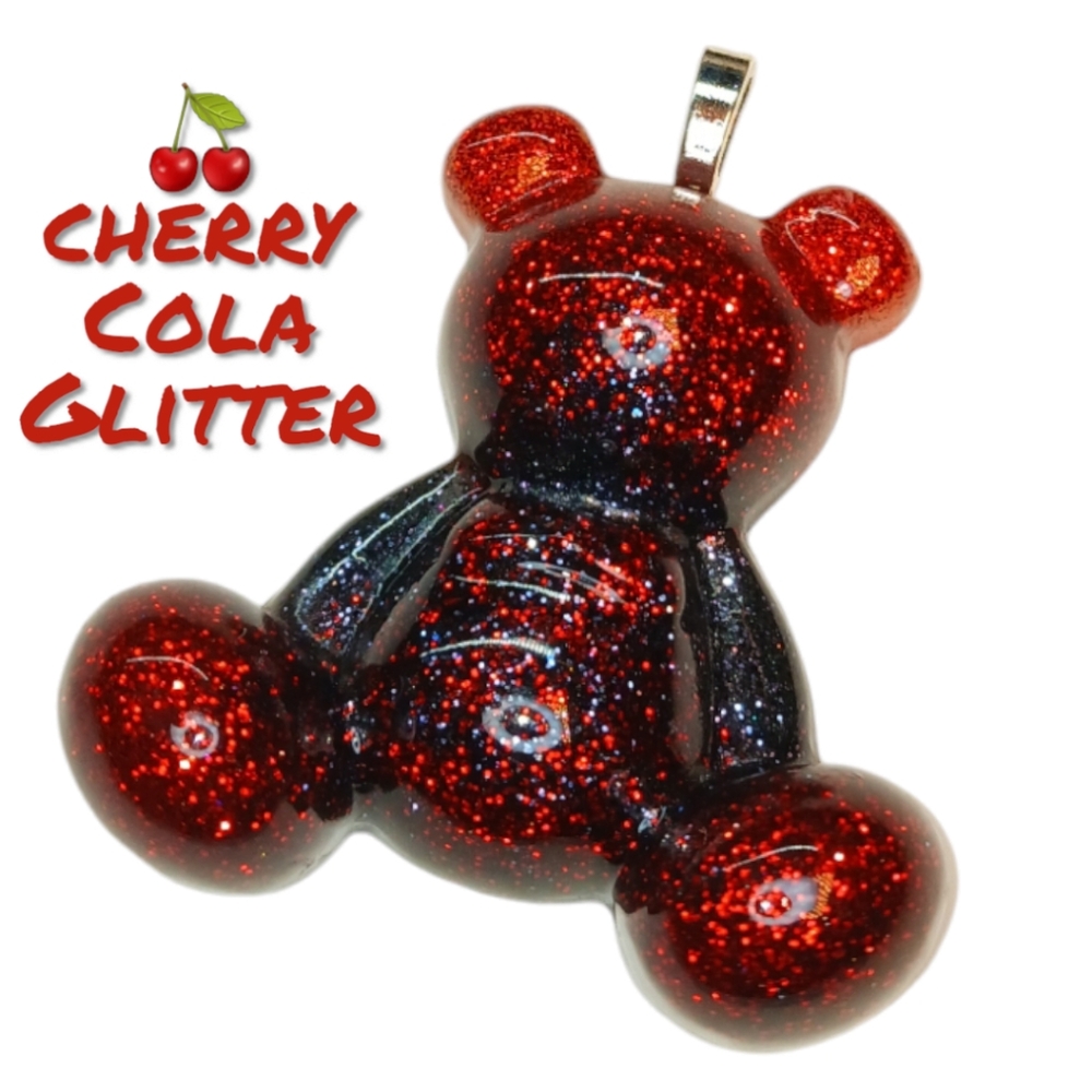 x1 Pendant Cherry Cola Glitter Bear